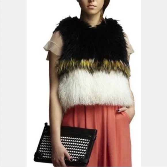 NEW RUNWAY* Bcbgmaxazria Runway The Monaco Real fur vest* Runs M-L - Picture 8 of 11